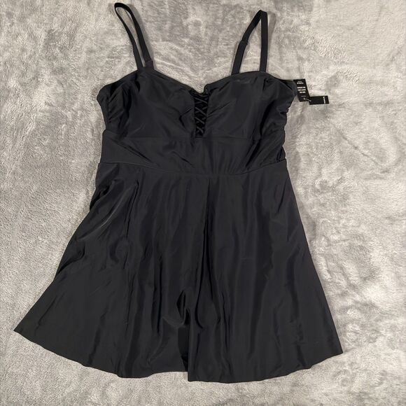 Torrid Wireless Long Lattice Front Swim Dress With Brief - Picture 4 of 4